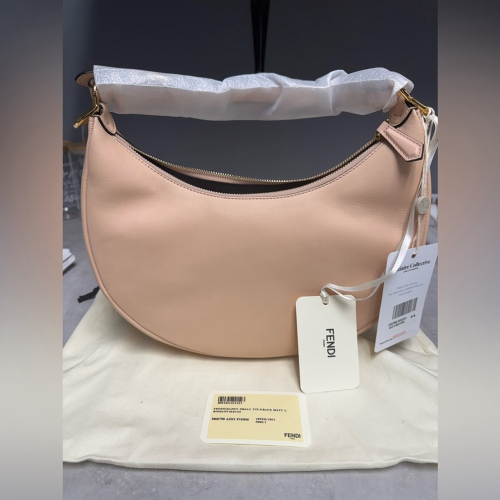 NWT- Fendi Pale Pink Leather Fendigraphy small hobo bag - Picture 3 of 8